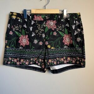Old Navy Women's Black Floral Print Everyday Shorts Size 14 Preppy Dark‎ Fairy